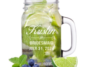 Vaso Mason Jar para dama de honor, tarros Mason para despedida de soltera, vasos Mason Jar personalizados, tarro Mason para dama de honor para fiesta nupcial