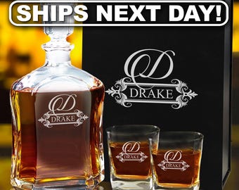Personalized Wedding Gifts for Couples, Whiskey Decanter and Couples Whiskey Glass Set