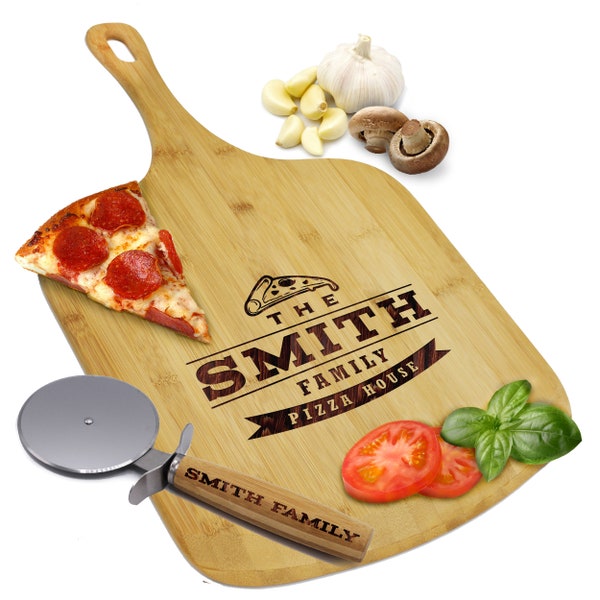 Pizza Peel, Personalized Pizza Board, Wood Pizza Paddle, Custom Pizza Peel, Pizza Lovers, Personalized Pizza Gifts, Pizza Cutter and Paddle