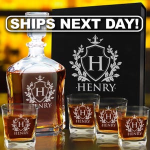Grandpa Birthday Gift for Men, Etched Decanter Gift Set, Men Birthday Gift for Husband, Birthday Gift Grandfather Whiskey Gift