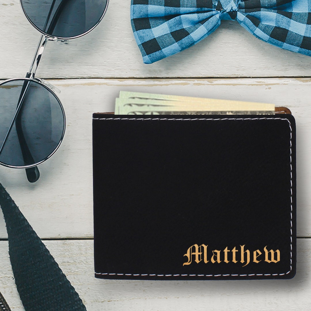 Personalized Leather Wallet, Engraved Wallet, Groomsmen Wallet