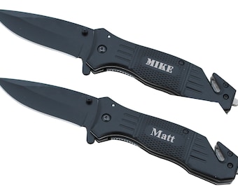 Rescue Knife with Serrated Blade, Knife Gifts, Tactical Knife, Groomsmen Knife, Groomsmen Gift Knife with Glass Breaker and Seat Belt Cutter