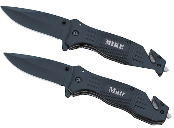 Rescue Knife with Serrated Blade, Knife Gifts, Tactical Knife, Groomsmen Knife, Groomsmen Gift Knife with Glass Breaker and Seat Belt Cutter