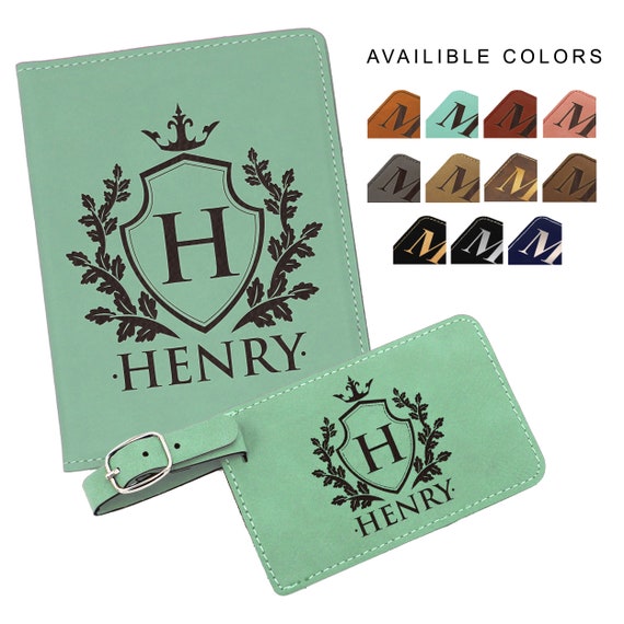 monogrammed passport holder and luggage tag