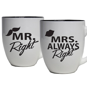 Mr Right and Mrs Always Right Coffee Mug, Mr and Mrs Gifts, Coffee Mug Mr and Mrs, Mr Right Mrs Always Right Mug, Coffee Mug Set of 2