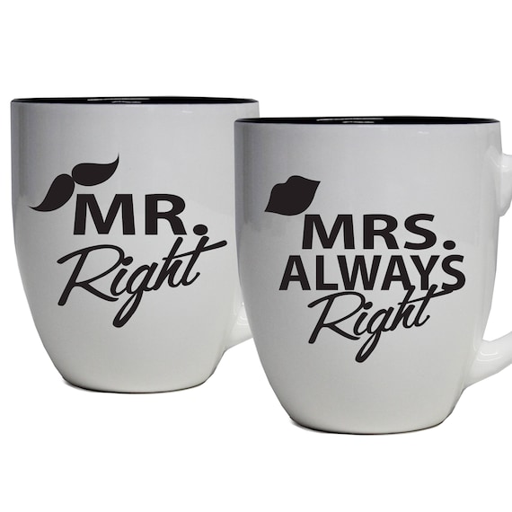 M Droit /& Mrs Always Right Tasse Ensemble de 2 Anniversaire De Mariage Cadeau