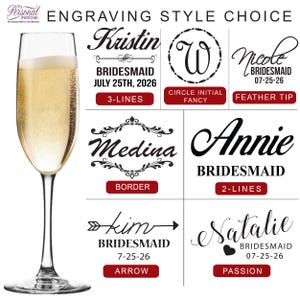 Personalized Champagne Glasses for Bridesmaids, Wedding Champagne Flutes, Bridesmaid Champagne Flute, Bridesmaid Flute Glasses image 9