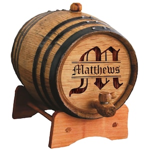 Personalized Whiskey Barrel,  1 or 2 or 3 Liter Mini Oak Whiskey Barrel - Groomsmen Gift - Father's Day Gift - Engraved Whiskey Barrel