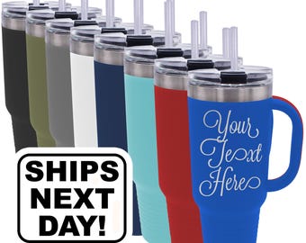 Custom 40 oz Tumbler with Leak Proof Lid and Straw, Personalized Stainless Steel Vacuum Insulated Travel Mug with any Text or Name