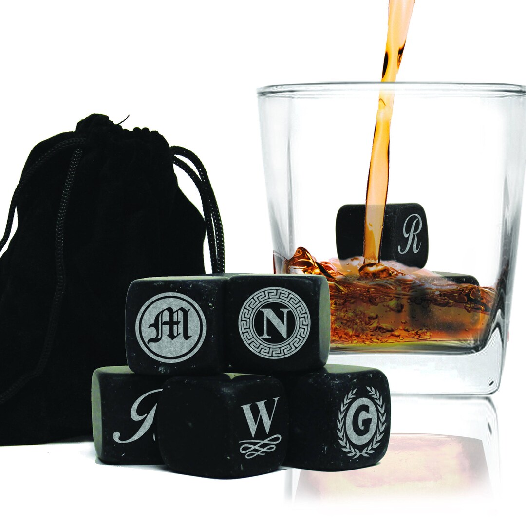 Set of 9 Whiskey Stones Personalized, Whiskey Stone Gift Set, Custom ...
