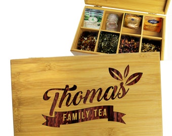 Personalized Mom Gift, Wife Gift, Custom Tea Gift, Mom from Daughter, Son, Husband, Tea Box Holder,  Tea Lovers Gift, Gift for Tea Lover