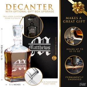 Housewarming Gift, Whiskey Decanter, Personalized Decanter, Groomsmen Gift, Glass Decanter, Personalized Whiskey Decanter, Liquor Decanter image 2