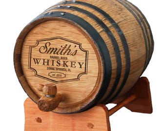 Personalized Mini-Oak Whiskey Barrel - Groomsmen Gift - Birthday Gift for Him - Engraved, Customized, Monogrammed for Free