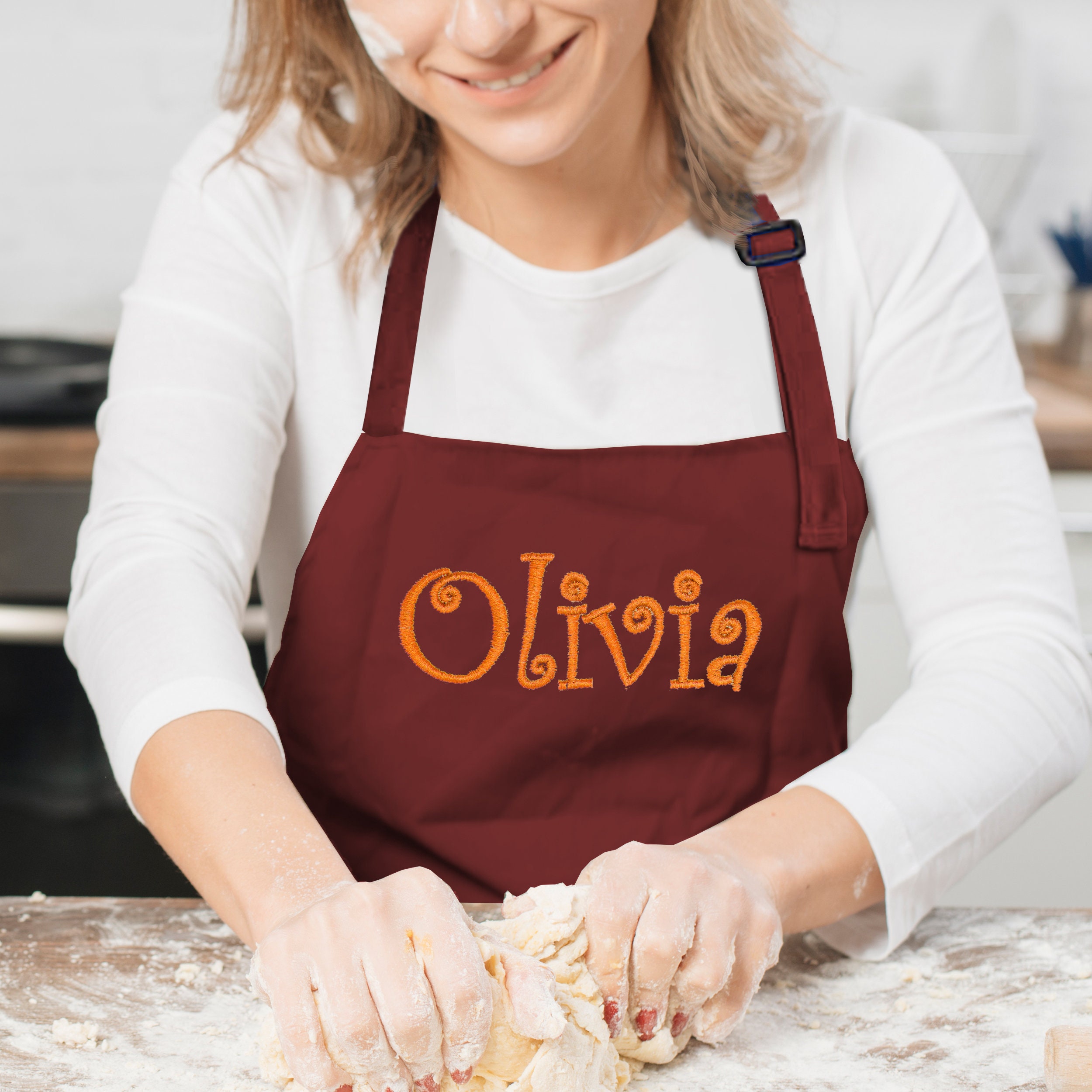 Personalized Apron, Grilling Apron, Custom Kitchen Apron, Customized Apron with Adjustable Strap for Mom, Her, Wife, Birthday, Chef, Hostess