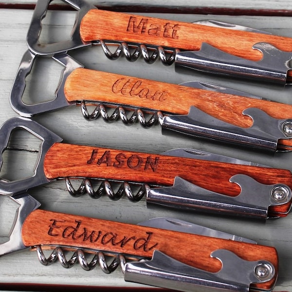 Personalized Corkscrew and Multi-Tool - Groomsmen Gifts - Wedding Party Gifts - Wine Opener - Engraved, Customized, Monogrammed for Free