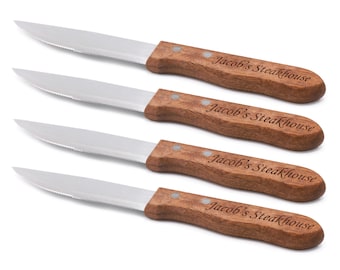 Steak Knife Set, Personalized Steak Knives, Wood Handle Flatware, Gifts for Groomsmen, Personalized Wedding Gifts, Wedding Party Favors
