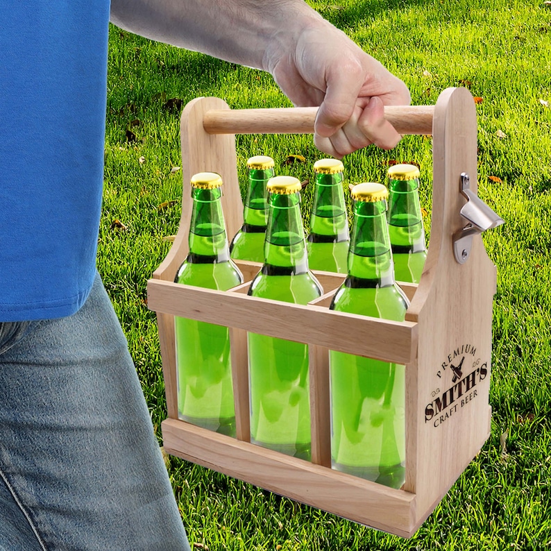 Personalized Beer Caddy Custom Beer Carrier With Bottle Etsy