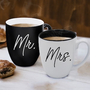Mr and Mrs Coffee Mug Set of 2, Mr Mrs Coffee Cup Set of 2, Matching Coffee Mugs for Him and Her, Couples Coffee Mugs for Couples