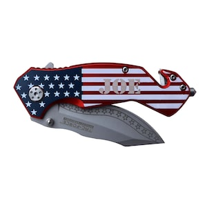 Personalized Pocket Knife, Engraved Pocket Knife with USA Colors,  Groomsmen Gift Knife, Folding Knife, Monogrammed Knife