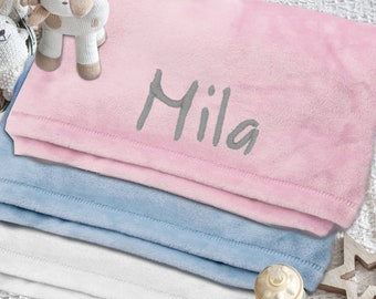 Personalized Baby Blanket Girl, Embroidered Soft Baby Blanket for Newborn Girl, Custom Baby Blanket for Her, Plush Baby Blanket New Baby
