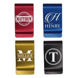 Clip para billetes personalizado, clip para billetes grabado, ideas de regalos para padrinos de boda, regalos para él, clip para billetes con monograma, clip para billetes de metal personalizado