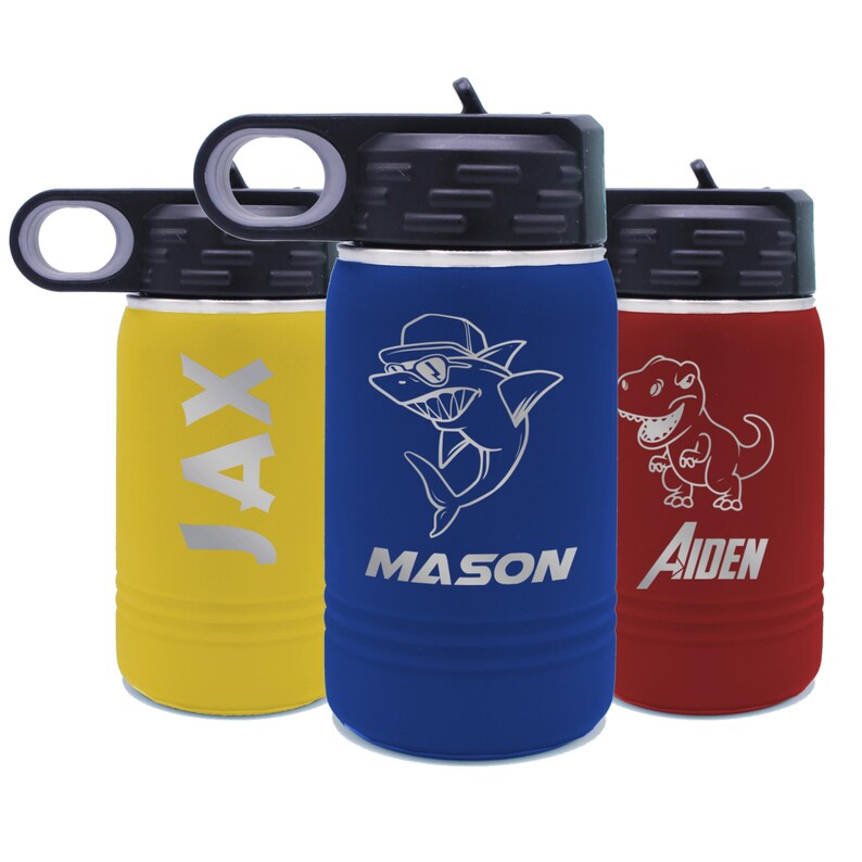 Personalized Kids Water Bottle, Double Wall Tumbler Insulated Water Bottle for Kids, Custom Water Bottle with Name and Straw - Premium 12 oz imagem 4