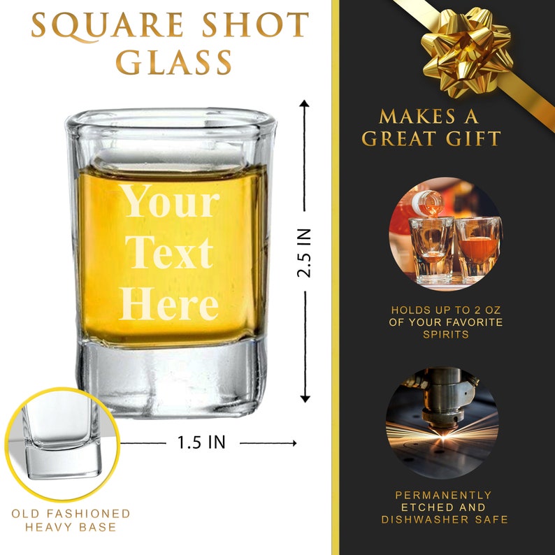 Personalized Square Shot Glass Custom Engraved Shot Glass Etsy