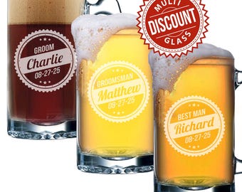 Personalized Beer Mug, Groomsman Gift, Groomsmen Beer Glass, Groomsmen Beer Mug, Custom Beer Glass, Engraved Beer Mug, 16 oz Mug