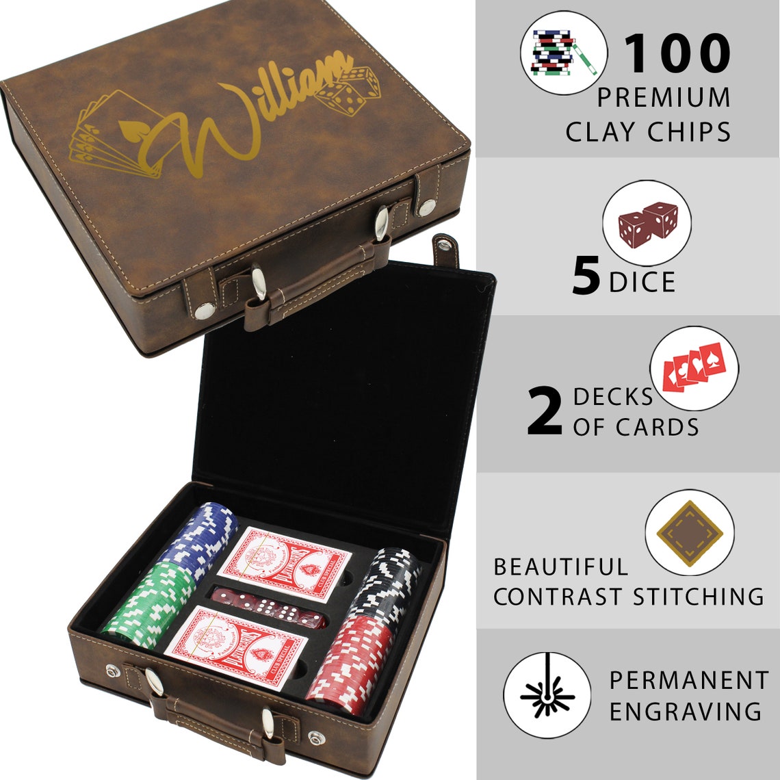 Poker Player Gifts Poker Set Personalized Poker Case Etsy