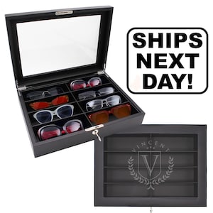 Custom Engraved 8 Slot Sunglasses Box, Multiple Sunglasses Holder, Sunglass Organizer Box, 8 Slot Sunglass Case, Customized Sunglass Case