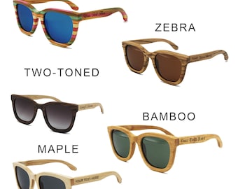 Personalized Wood Sunglasses, Custom Sunglasses Wood, Personalized Sunglasses Set, Groomsmen Wooden Sunglasses, Bridal Party Sunglasses