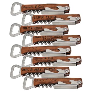 Personalized Wedding Party Favors, Bottle Opener Favors Bulk, Custom Corkscrew Favors, Wine Favors, Wedding Party Favor, Personalized Favors bild 6
