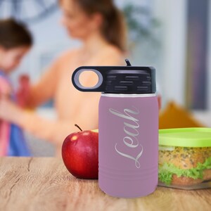 Personalized Kids Water Bottle, Double Wall Tumbler Insulated Water Bottle for Kids, Custom Water Bottle with Name and Straw - Premium 12 oz imagem 3