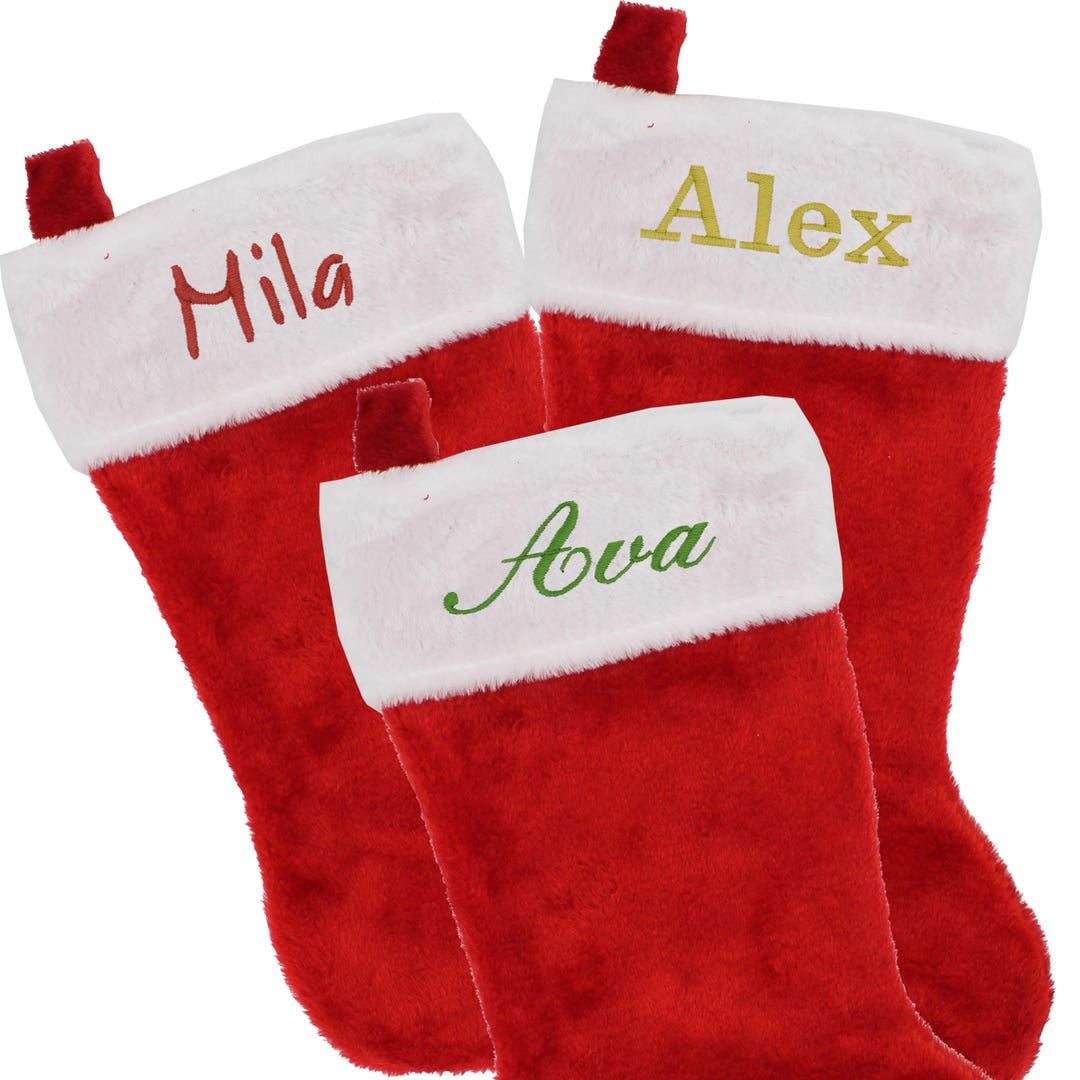 Red Christmas Stocking Name Stocking for Christmas Christmas Etsy