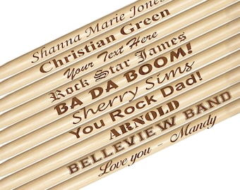 Personalized Drumsticks, Drum Sticks Gifts, Engraved Wood Drumsticks, Custom Laser Engraved Drumsticks, Drummer Sticks Personalized