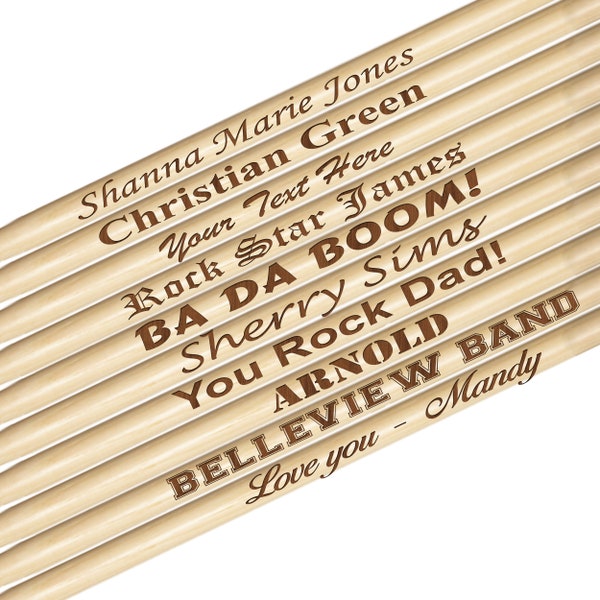 Custom Wooden Drumsticks, Laser Engraved Drum Sticks, Wood Drum Sticks, Drummer Sticks, Drumstick Personalized, Customized Drum Sticks