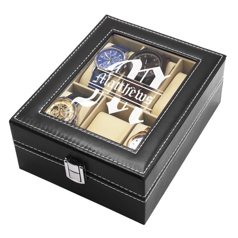 Personalized Watch Storage Box - Groomsmen Gifts - Father's Day Gift - Wedding Party Gift - Engraved, Customized, Monogrammed image 9