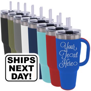 Custom 40 oz Tumbler with Leak Proof Lid and Straw, Personalized Stainless Steel Vacuum Insulated Travel Mug with any Text or Name