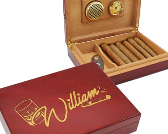 Personalized Cigar Box, Humidor For Cigars, Custom Cigar Humidor, Cigar Humidor Box, Monogram Cigar Box, Humidor With Humidifier, Cigar Box