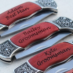 Groomsmen Knife, Personalized Pocket Knife, Engraved Pocket Knife, Groomsmen Gifts, Folding Knife, Custom Knives, Knives for Groomsmen zdjęcie 4
