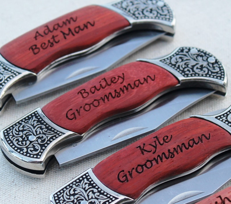 Groomsmen Knife, Personalized Pocket Knife, Engraved Pocket Knife, Groomsmen Gifts, Folding Knife, Custom Knives, Knives for Groomsmen zdjęcie 4