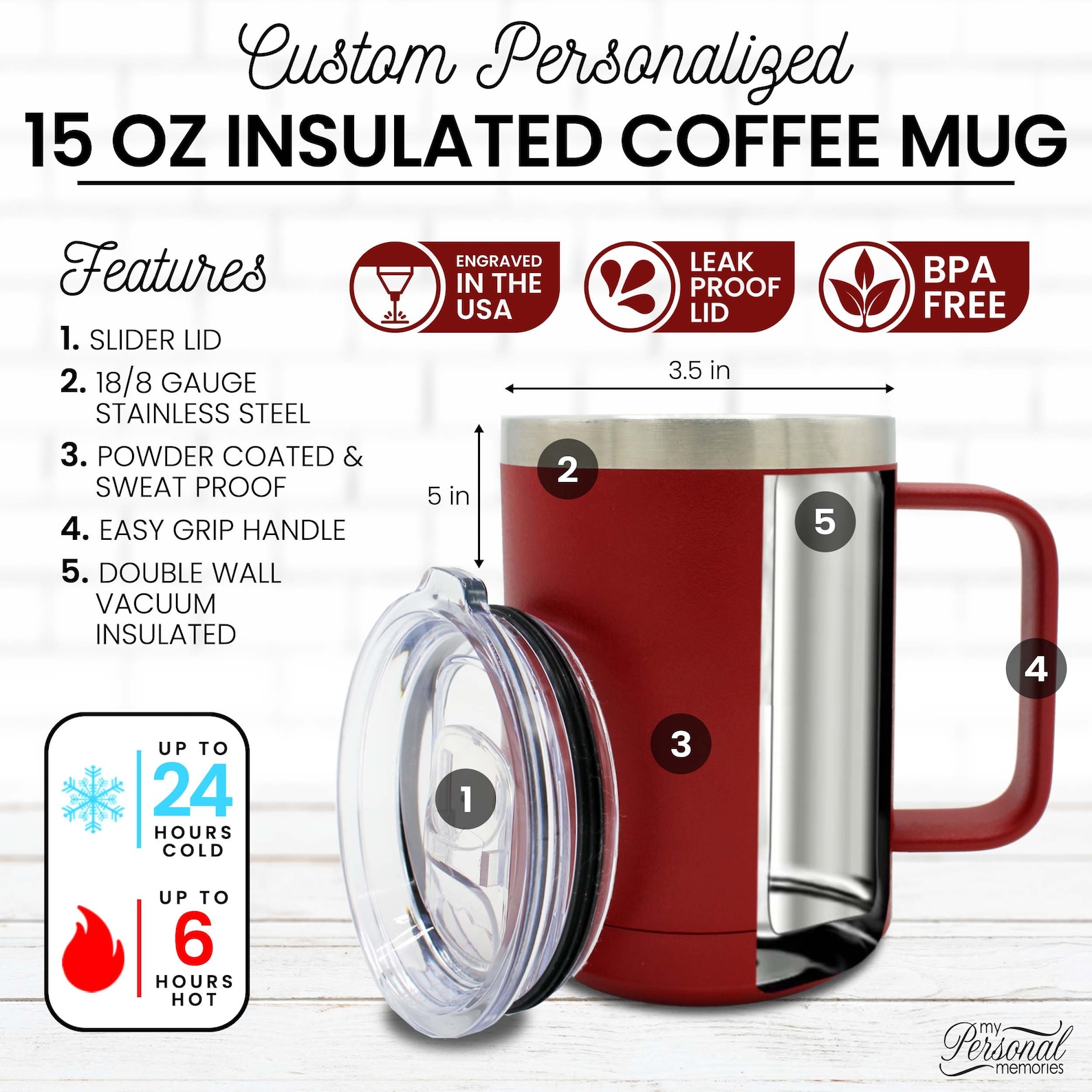Custom Insulated Coffee Mugs, Engraved Stainless Steel Coffee Mug