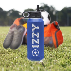 Kids Sports Water Bottle, Custom Water Bottle with Straw, Engraved Water Bottle, Sports Gift, Personalized Water Bottle Kids