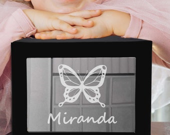 Butterfly Jewelry Box, Etched Jewelry Box for Girls, Girls Jewelry Box Monogram, Little Girl Jewelry Gift Box, 3rd Birthday Gift for Girl