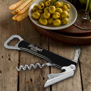 Personalized Corkscrew and Multi-Tool Groomsmen Gifts Wedding Party Gifts Wine Opener Engraved, Customized, Monogrammed for Free image 3