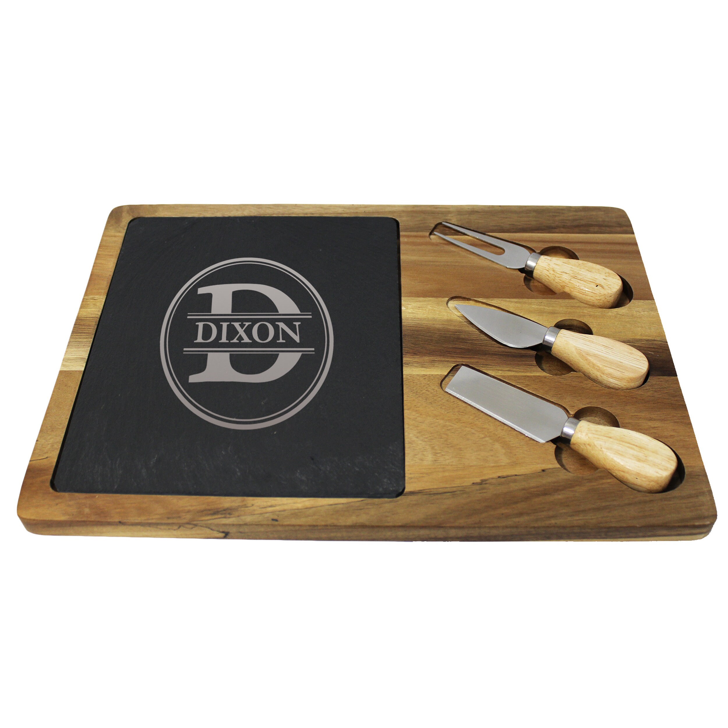 Personalized Acacia and Slate Cheese Serving Board, Custom Charcuterie ...