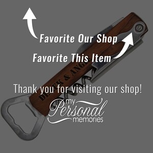 Personalized Wedding Party Favors, Bottle Opener Favors Bulk, Custom Corkscrew Favors, Wine Favors, Wedding Party Favor, Personalized Favors bild 8