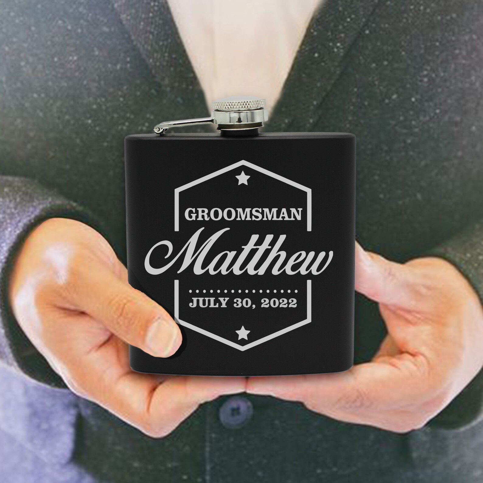 Personalized Flask Groomsmen Gift Box Groomsmen Flask Set Etsy