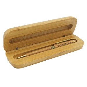 May include: A bamboo pen and case set with the name "Shannon Sims" engraved on the pen.