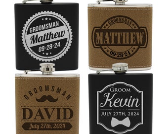 Personalized Flask, Groomsmen Gift Box, Groomsmen Flask Set, Gifts for Groomsmen, Monogram Flask, Custom Flask Set, Groomsman Flask